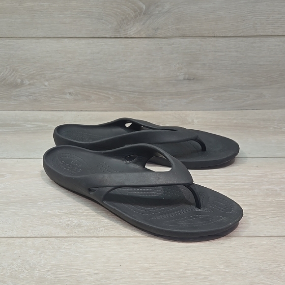 Crocs Women Iconic ComfortThong T Strap Black Flip Flop Sandals Shoes Sz 11 - Picture 1 of 11